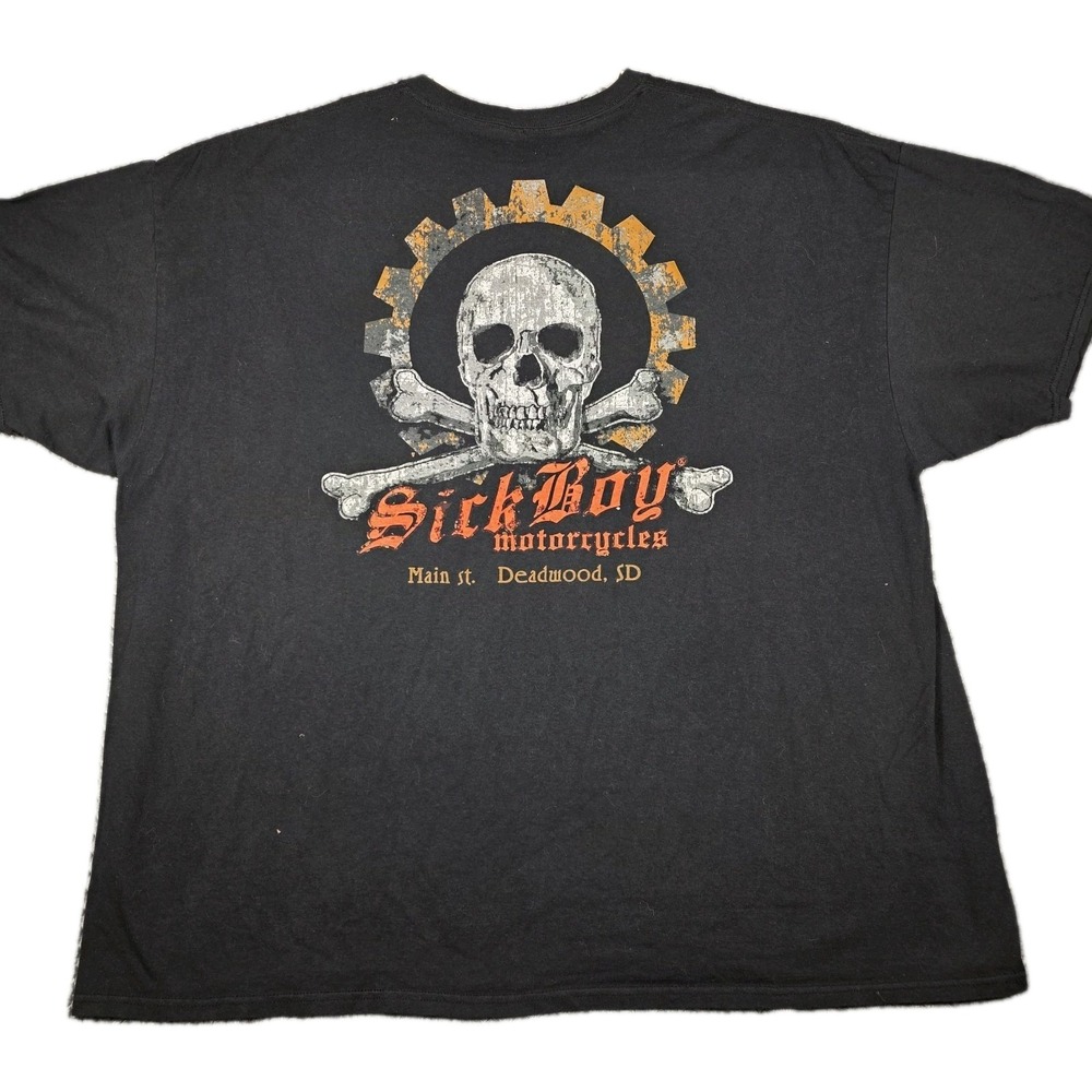 Sick Boy Motorcycles Men's T-Shirt 4XL Black Skull Deadwood South Dakota Biker